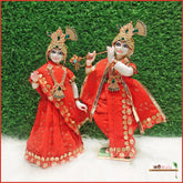 Cotton Thread Sitara Work Red Jugal Jodi Poshak