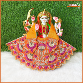 Blended Moti Cutdana Heavy Work Dark Orange Lehnga Patka