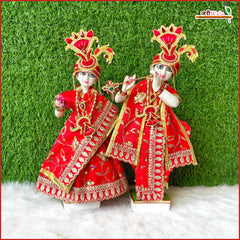 Blended Thread Sitara Work Red Jugal Jodi Poshak