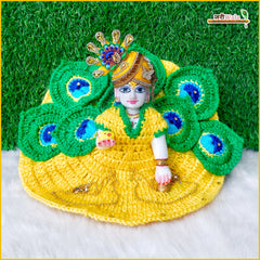 Woolen Fancy Morpankh Yellow & Green Poshak With Cap