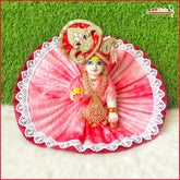 Blended Thread Lace Work Red Laddu Gopal Poshak