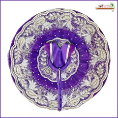 Net Frill Lace Jarkan Moti Sitara Work Indigo Laddu Gopal Poshak With Patka