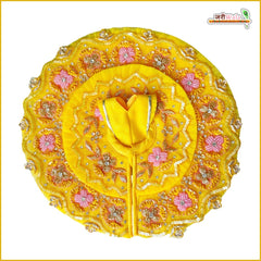 Blended Net Frill Sitara Dabka Cutdana Work Laddu Gopal Poshak With Patka