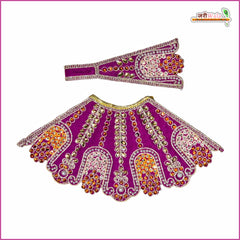 Cotton Moti Stone Work Purple Lehnga Patka