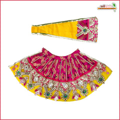 Blended Brocade Net Lace Kundan Jarkan Sitara Work Multicolor Lehnga Patka
