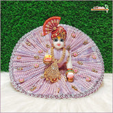 Blended Frill Net Sitara Booti Kundan Work Lavender Poshak With Pagdi & Patka