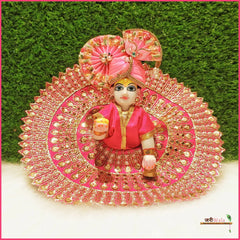 Blended Thread Moti Sitara Work Magenta Laddu Poshak