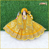 Shaneel Thread Sitara Work Yelow Lehnga Patka