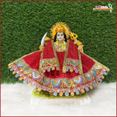 Blended Thread Sitara Work Red Lehnga Patka