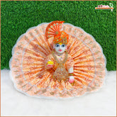 Blended Thread Sitara Lace Work Peach Laddu Gopal Poshak