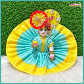 Coton Plain Sea Green & Yellow Laddu Gopal Poshak