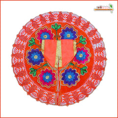 Blended Cotton Frill Moti Cutdana Thread Work Orange Laddu Gopal Poshak