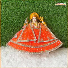 Net Frill Lace Jarkan Moti Stone Work Orange Lehenga Patka