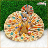 Blended Cotton Yellow Laddu Gopal Poshak With Pagdi
