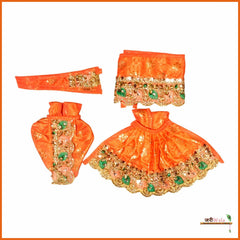 Blended Thread Lace Work Orange Jugal Jodi Poshak