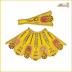 Cotton Moti Stone Work Yellow Lehnga Patka