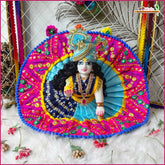 Blended Thread Sitara Mirror Work Multicolor Laddu Gopal Poshak With Patka