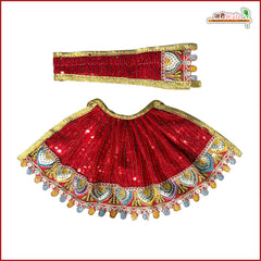 Blended Thread Sitara Work Red Lehnga Patka