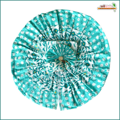 Cotton Color Print Turquoise Green Laddu Gopal Poshak With Pagdi