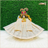 Cotton Plain Thread Work Peach Lehnga Patka