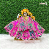 Cotton Moti Stone Work Magenta Lehnga Patka