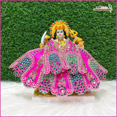 Cotton Moti Stone Work Magenta Lehnga Patka