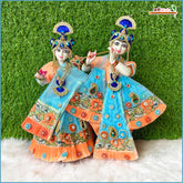 Blende Heavy Lace Booti Stone Work Peach & Blue Jugal Jodi Poshak