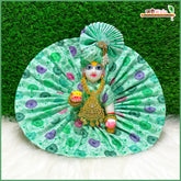Blended Cotton Sea Green Laddu Gopal Poshak With Pagdi