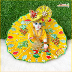 Holi Special Cotton Thread Cutdana Work Yellow Laddu Gopal Poshak