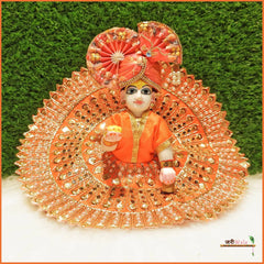 Blended Thread Moti Sitara Work Orange Laddu Poshak