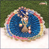 Shaneel Thread Sitara Lace Work Teal Blue Laddu Gopal Poshak