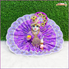 Blended Thread Sitara Lace Work Purple Laddu Gopal Poshak