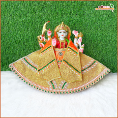Cotton Thread Moti Stone Work Orange Lehnga Patka