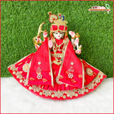 Cotton Frill Lace Kundan Mirror Work Red Lehnga Patka