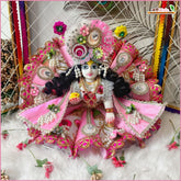 Blended Cone Thread Sitara Work Multicolor Laddu Gopal Poshak With Pagdi