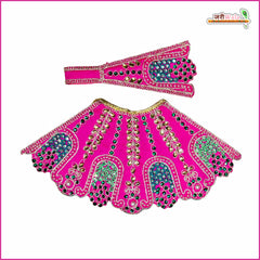 Cotton Moti Stone Work Magenta Lehnga Patka