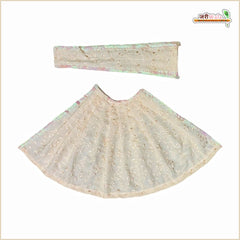 Cotton Plain Thread Work Peach Lehnga Patka