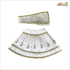 Net Frill Lace Jarkan Moti Stone Work White Lehenga Patka
