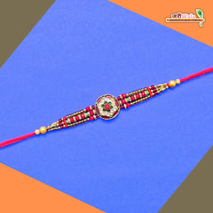 Fancy Handcrafted Fancy Moti Stone Rakhi With Roli Chawal