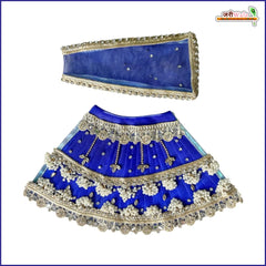 Net Frill Lace Jarkan Moti Stone Work Blue Lehenga Patka