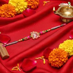 Fancy Handcrafted Krishna Jarkan Work Rakhi