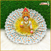 Blended Floral Print White & Yellow Laddu Gopal Poshak