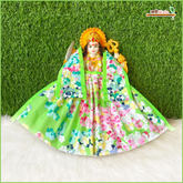Holi Special Cotton Floral Print Light Green (Multicolor) Lehnga Patka
