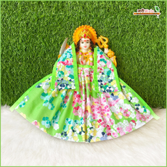 Holi Special Cotton Floral Print Light Green (Multicolor) Lehnga Patka