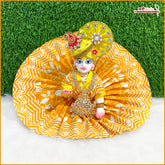 Cotton Leaf Print Yellow Laddu Gopal Poshak