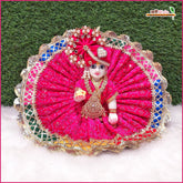 Shaneel Thread Sitara Lace Work Magenta Laddu Gopal Poshak