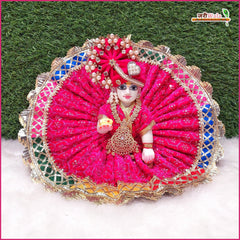 Shaneel Thread Sitara Lace Work Magenta Laddu Gopal Poshak