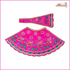 Cotton Thread Moti Cutdana Work Magenta Lehnga Patka
