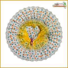 Blended Floral Print White & Yellow Laddu Gopal Poshak