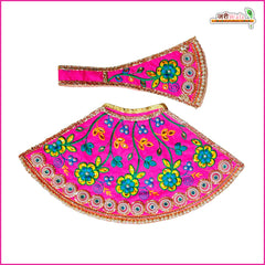 Cotton Thread Moti Jarkan Work Magenta Lehnga Patka